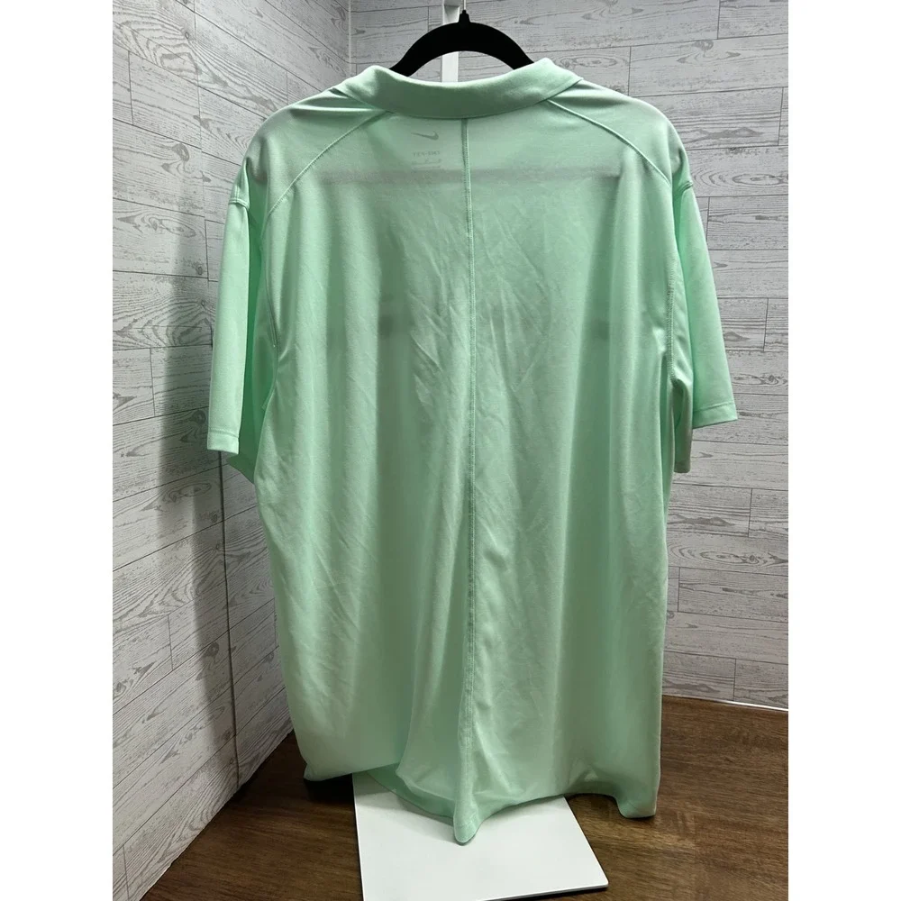 Mens Nike Dri-Fit‎ Athletic Golf Polo Men's Light Mint Green Black And White XL